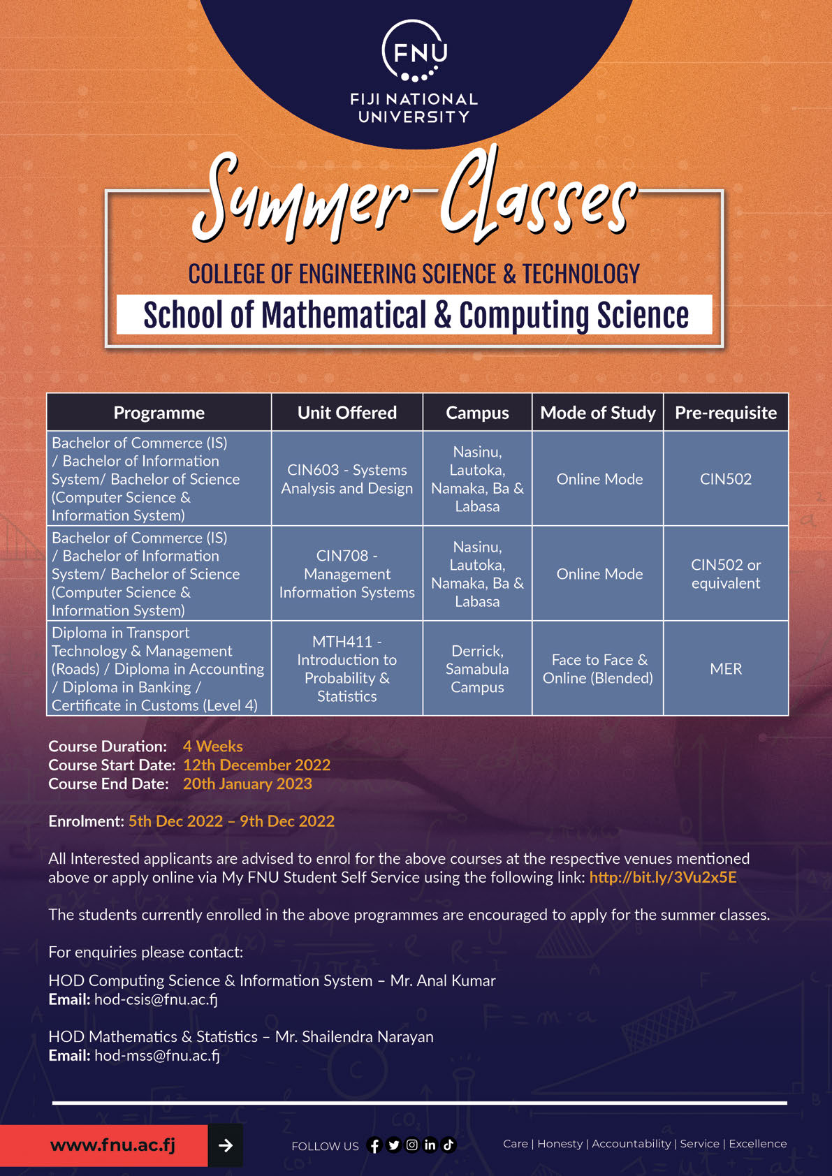 Summer Class School of Mathematics Computer Science