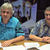 FNU Vice-Chancellor Prof Nigel Healey and University of Hertfordshire Pro VC Research Prof John Senior during the MOU signing