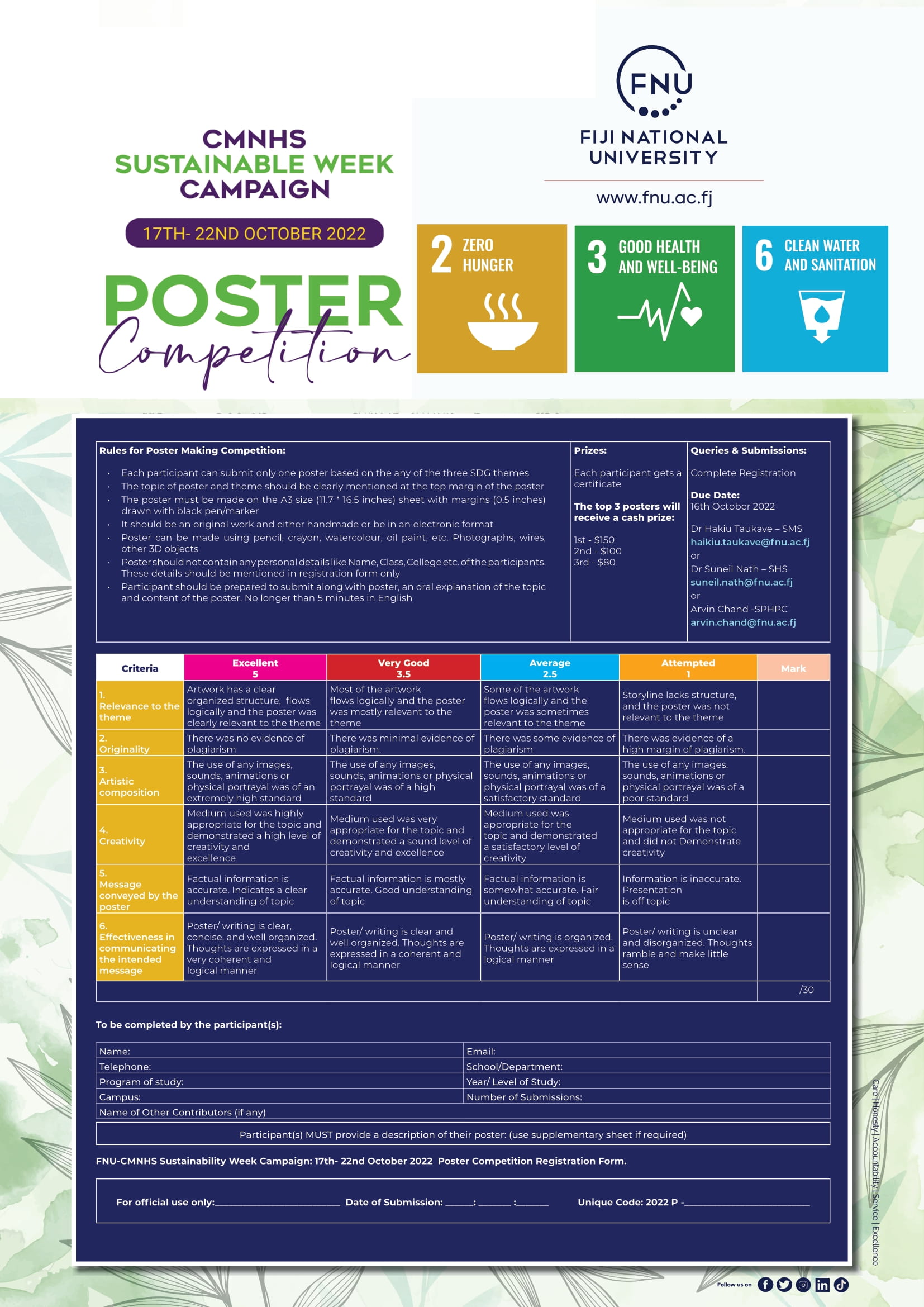 CMNHS Sustainability Week Poster Competition