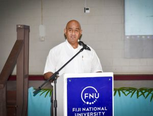 Director of Productivity and Promotions, Bob Mitchell delivers his remarks at the Fiji Business Excellence Awards (FBEA) evaluator training at the Fiji National University (FNU) Nasinu Campus today.
