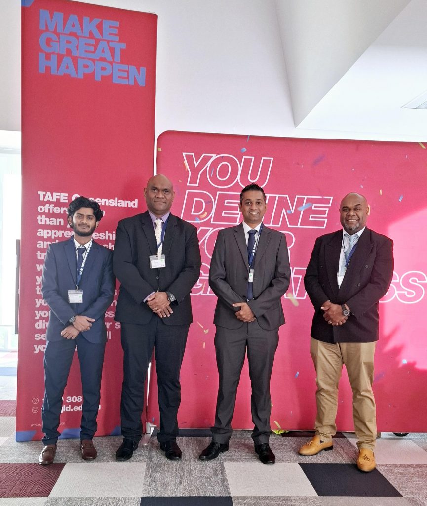 (L-R) Mohammed Tanweer, FNU's PVC TVET, Dr Isimeli Tagicakiverata, Alvin Lal (Manager Apprenticeship and Trade Test),Sikeli Waqatairewa (Business Manager TVET Pasifika),