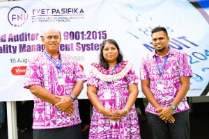 (L-R) Director Productivity and Innovation, Bob Mitchell, Trainer, Daventi Naidu and Manager Productivity and Innovation, Vicky Narayan