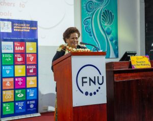 Fiji National University (FNU) Vice-Chancellor, Professor Unaisi Nabobo-Baba shares her remarks.