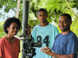 Students from FNU’s School of Creative Arts with their equipment shooting their short films. 