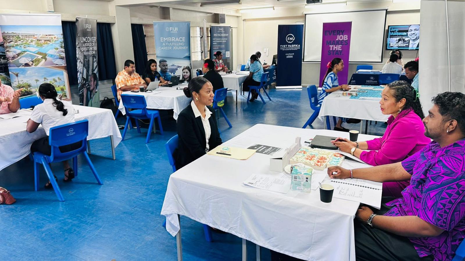 57 final-year students from FNU’s College of Business, Hospitality and Tourism Studies (CBHTS) participated in the Internship Job Fair 2025 at the FNU Namaka Campus in Nadi on Friday, 29 August.