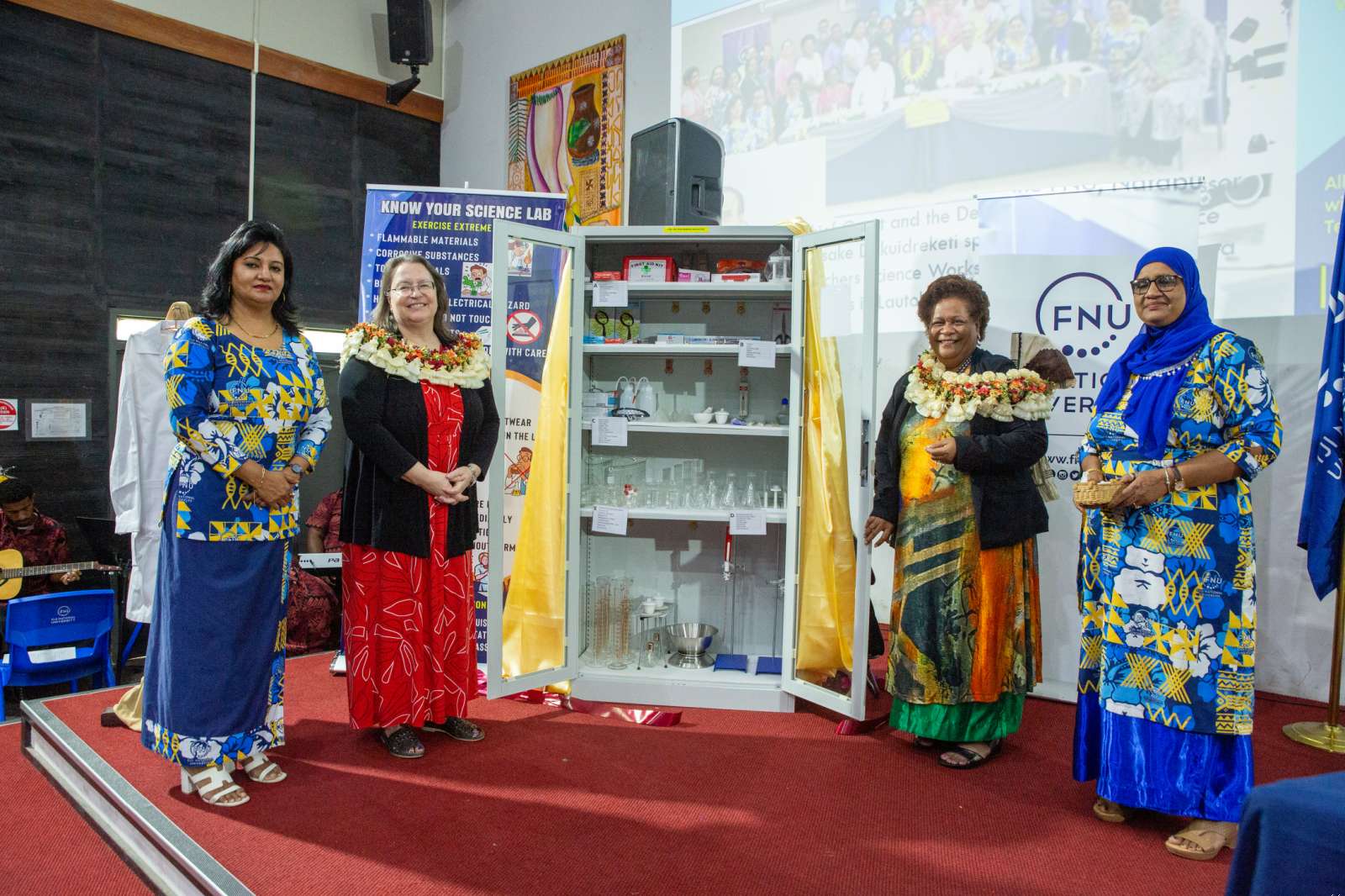 US Ambassador to Fiji, Her Excellency Marie Damour launches the Science Lab Manual 2 and Science Lab Kit at Fiji National University (FNU), Natabua Campus, today.