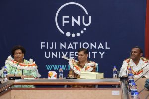 (from left to right) FNU Vice-Chancellor Professor Unaisi Nabobo-Baba, outgoing Director Shalendra Gounden, and the newly appointed Director of the Division of Estates and Facilities, Apisai Saunikalou Tadulala Tuiloma.
