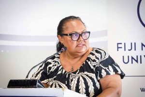 FNU's Pro Vice-Chancellor Learning and Teaching Professor Jimaima Lako delivers her remarks at the completion ceremony.