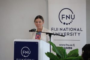 New Zealand Ministry of Foreign Affairs & Trade First Secretary, Social Wellbeing, Jane Anderson delivers her remarks at the completion programme. 