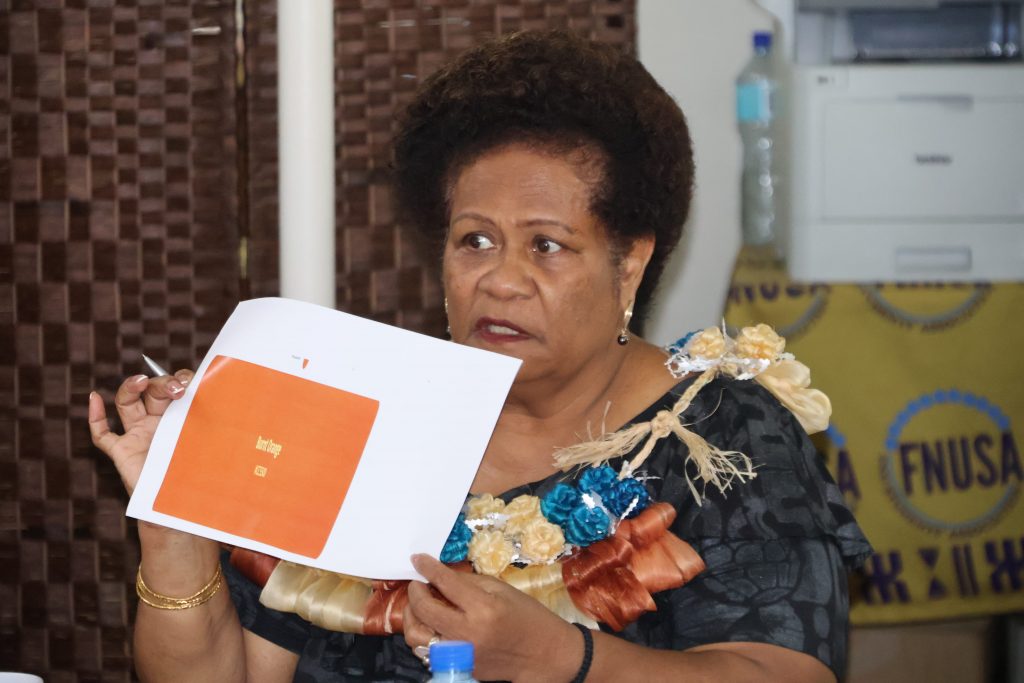 FNU Vice-Chancellor, Prof Unaisi Nabobo-Baba with the student colour