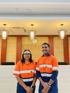Ms Madhu Mala (left) with Joseph Daucakamana in Timor Leste