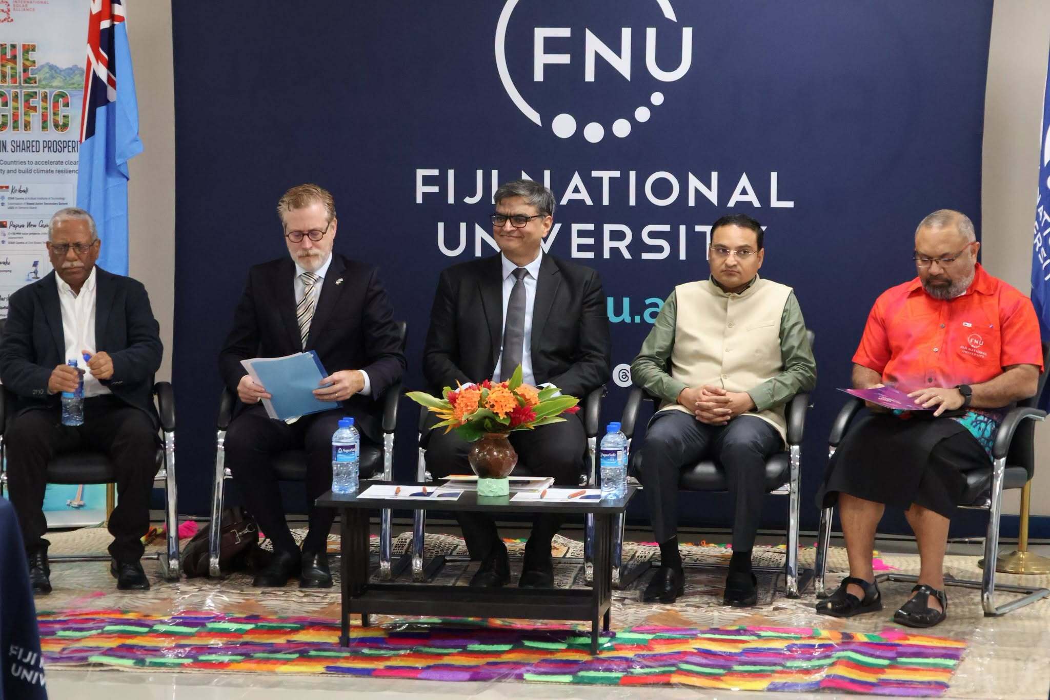 Dean CETVET, Prof. Atul Raturi, Charge de Affaire France, Mr Benjamin Delannoy, Director General ISA, Mr Ashish Khanna, High Commissioner of India to Fiji, H.E Suneet Mehta, FNU's APVC Research, Dr Wilson