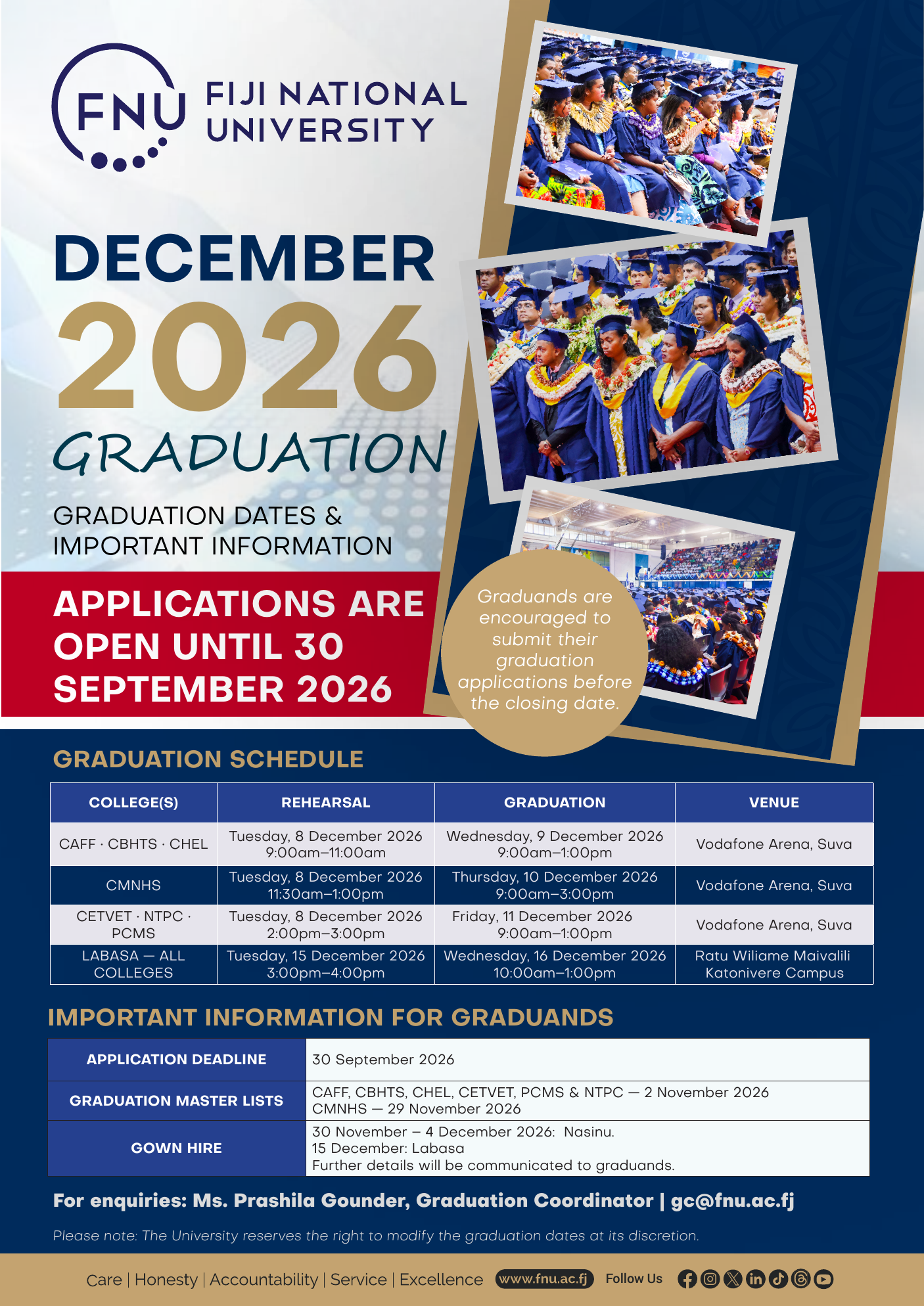 December 2026 Graduation: dates and important information